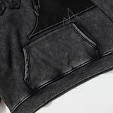 Vintage Washed Black Ripped Hoodie