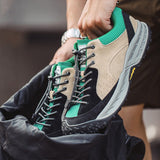 Patchwork Lace-up Brown Green Sneakers