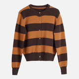 French Lazy Style Striped Knitted Cardigan