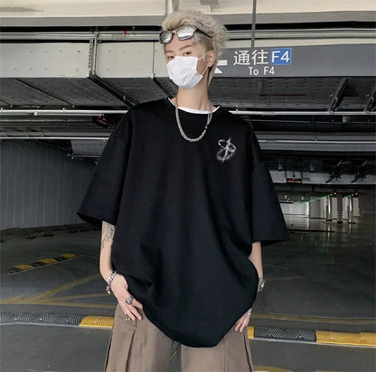 Gothic Letter Print Crewneck T-Shirt