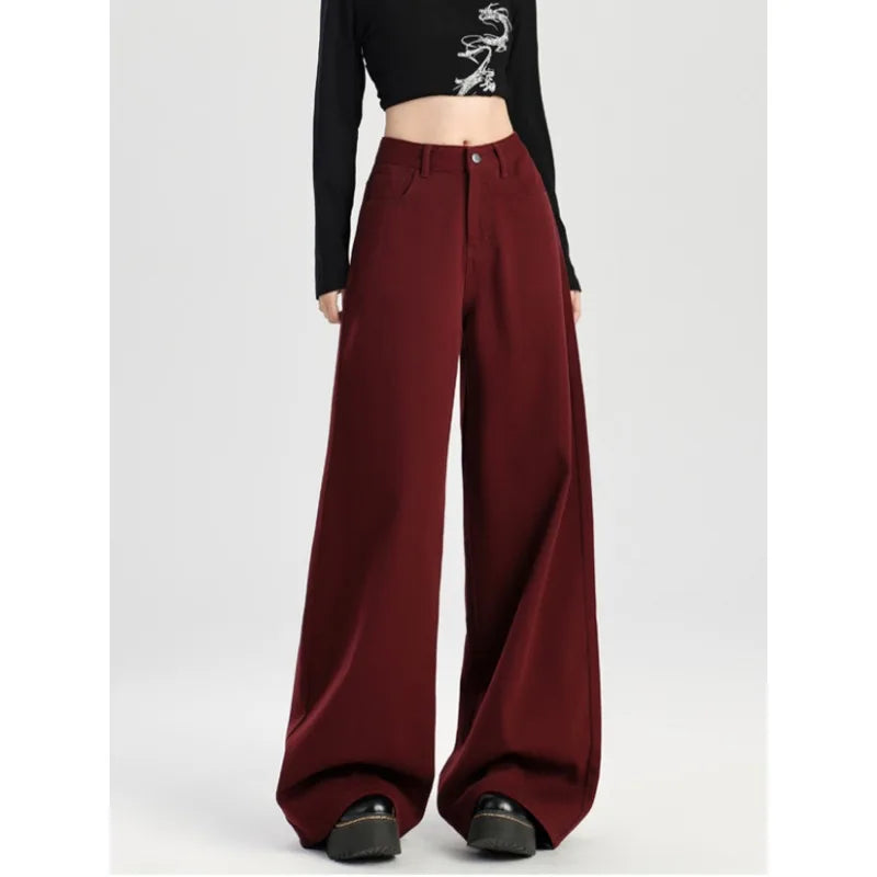 Retro Loose Red Emo High Waist Denim Jeans