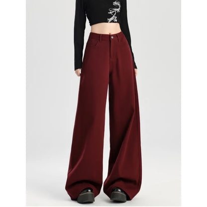 Retro Loose Red Emo High Waist Denim Jeans