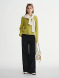Soft Waxy Knitted Turn-Down Collar Zipper Cardigan
