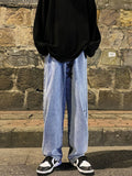 Star Print Oversized Denim Pants