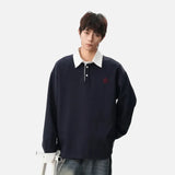 Cozy Comfort Loose Polo Collar Sweatshirt