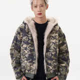 Warm Camouflage Faux Fur Hooded Parka Jacket