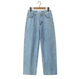 Long-lasting Patchwork Button Loose Jeans