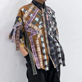 Summer Plaid Patchwork Tassel Loose Shirt