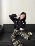 Y2K Vintage Zip Up Crop Sweatshirt