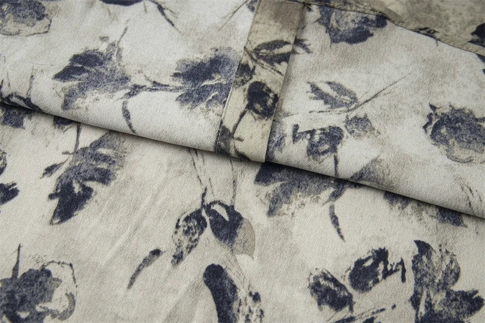 DAXUEN Men's short-sleeve button-up shirt with floral print