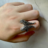 Handmade Retro Silver Angel Wings Ring