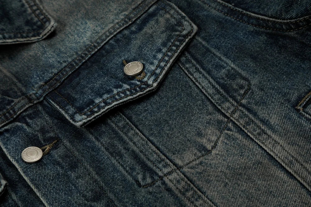 Y2K Distressed Single Breasted Washed Denim Jacket
