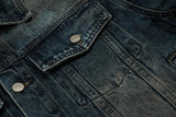 Y2K Distressed Single Breasted Washed Denim Jacket