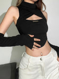 Goth Cyber Punk Crop Sleeve Top