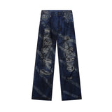Vintage Distressed Ripped Blue Denim Jeans
