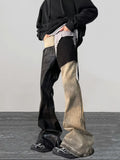 Distressed Detail Patchwork Baggy Flare Jeans