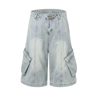 Distressed Vintage Summer Denim Cargo Jorts