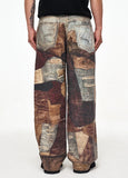 Vintage Distressed 3D Printed Baggy Jeans