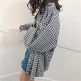 Soft Girl Plaid Casual Button-Up Shirt