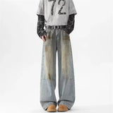 Streetwear Vintage Distressed Wide Leg Denim Jeans