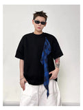 Streetwear Loose Plaid Patchwork Crew Neck T-Shirt