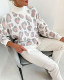 Turtleneck Leopard Women Sweater