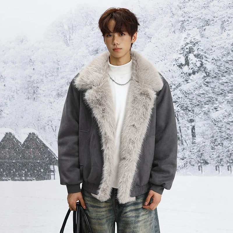 Stylish Single Breasted Loose Faux Fur Jacket