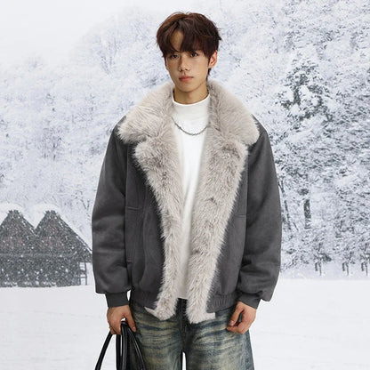 Stylish Single Breasted Loose Faux Fur Jacket