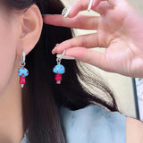 Vibrant Colorful Mushroom Resin Hoop Earrings