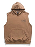 Sleeveless Cotton Letter Printed Tank Hooded T-Shirt