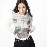 Y2K Korean Graphic Print T-Shirt
