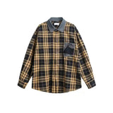 Fashionable Vintage Plaid Frayed Edge Long Sleeve Shirt
