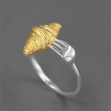 Original 925 Sterling Silver Irregular Croissant Ring