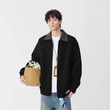 Fashionable Contrast Collar Casual Zip Jacket