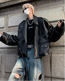 American Style Loose Fit Leather Motorcycle Jacket