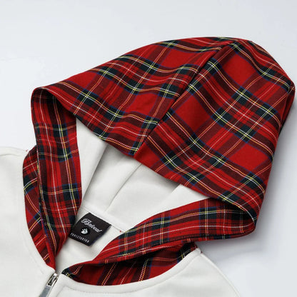 Y2K Insulated Zip Up Plaid Patchwork Sweatshirt