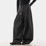 Classic Woolen Pleated Design Suit Wide Leg Pants