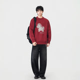 Abstract Unicorn Pattern Knitted Crew Neck Sweater