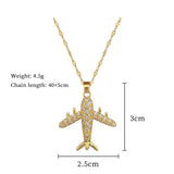 Golden Zircon Aircraft Pendant Necklace