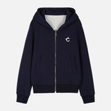 Fashionable Embroidered College Style Hooded Sweatshirt