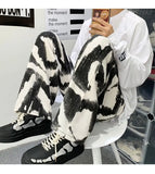 Zebra Printed Wide Leg Denim Jeans