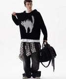 Colorful Japanese Cat Print Knit Hoodie