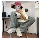 Streetwear Vintage Graffiti Embroidered Denim Jeans