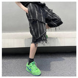 Mens Gothic Ripped Black Denim Jorts