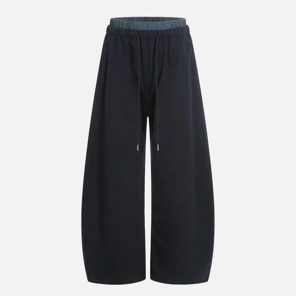 Effortless Plaid Double Waisted Baggy Sweatpants