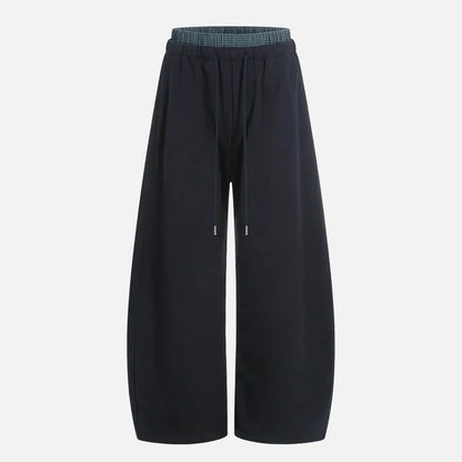 Effortless Plaid Double Waisted Baggy Sweatpants
