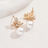 Shiny Crystal Pearl Dangle Earrings