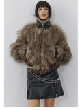 Women Vintage Luxury Thick Faux Fur Coat Jacket