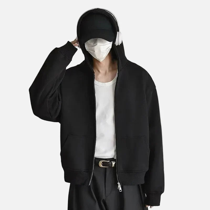 Y2K Solid Color Hooded Double Ended Zipper Sweatshirt