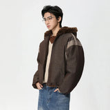 Y2K Versatile Patchwork Faux Fur Hooded Jacket